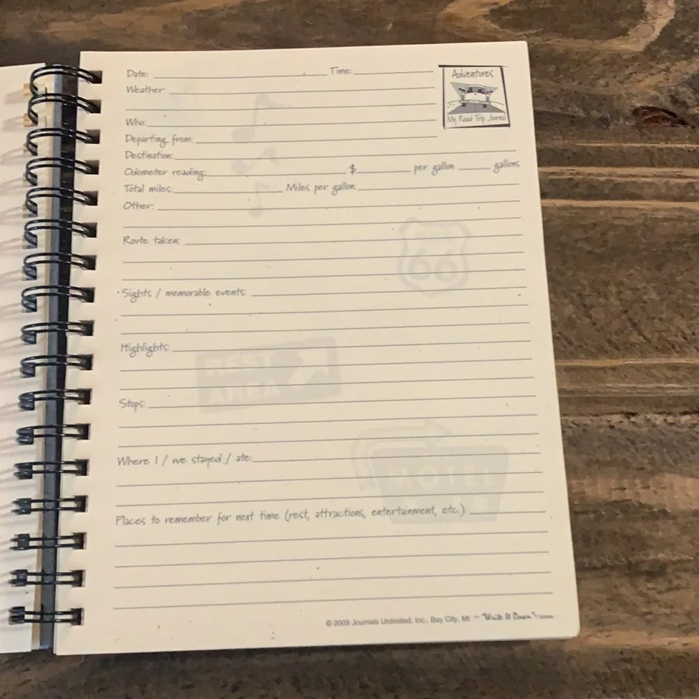 Write it down journal Adventures Road trip journal spiral-bound new w/o tags - Picture 5 of 13
